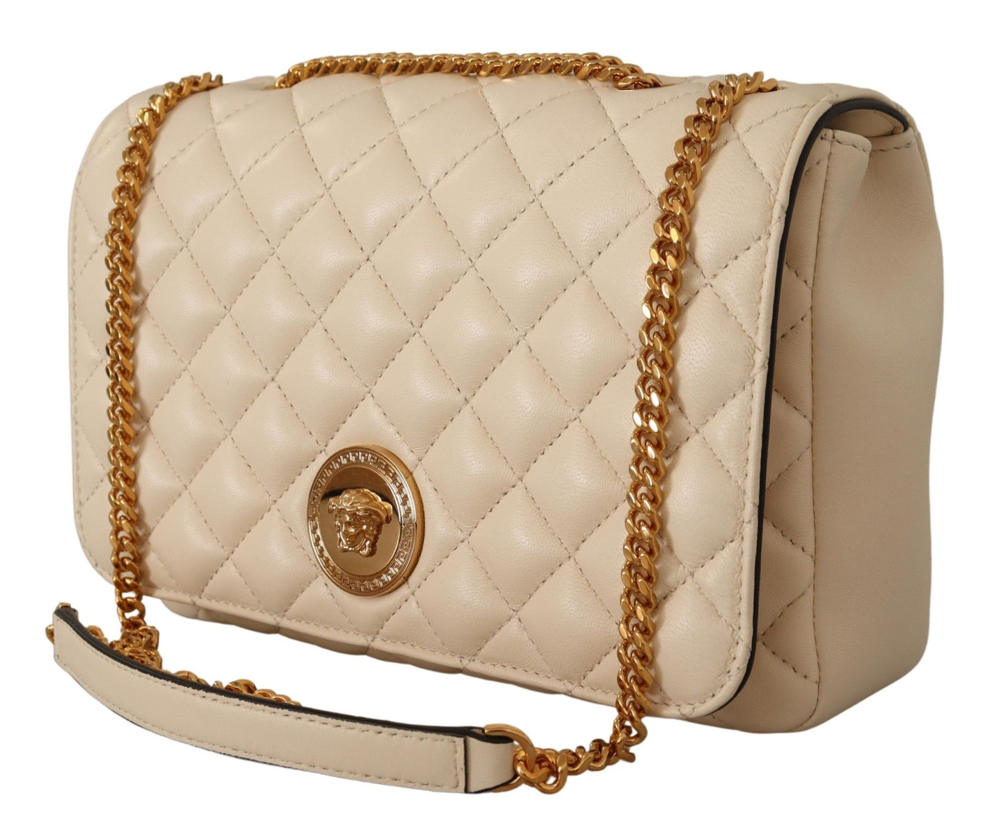 Elegant White Nappa Leather Shoulder Bag