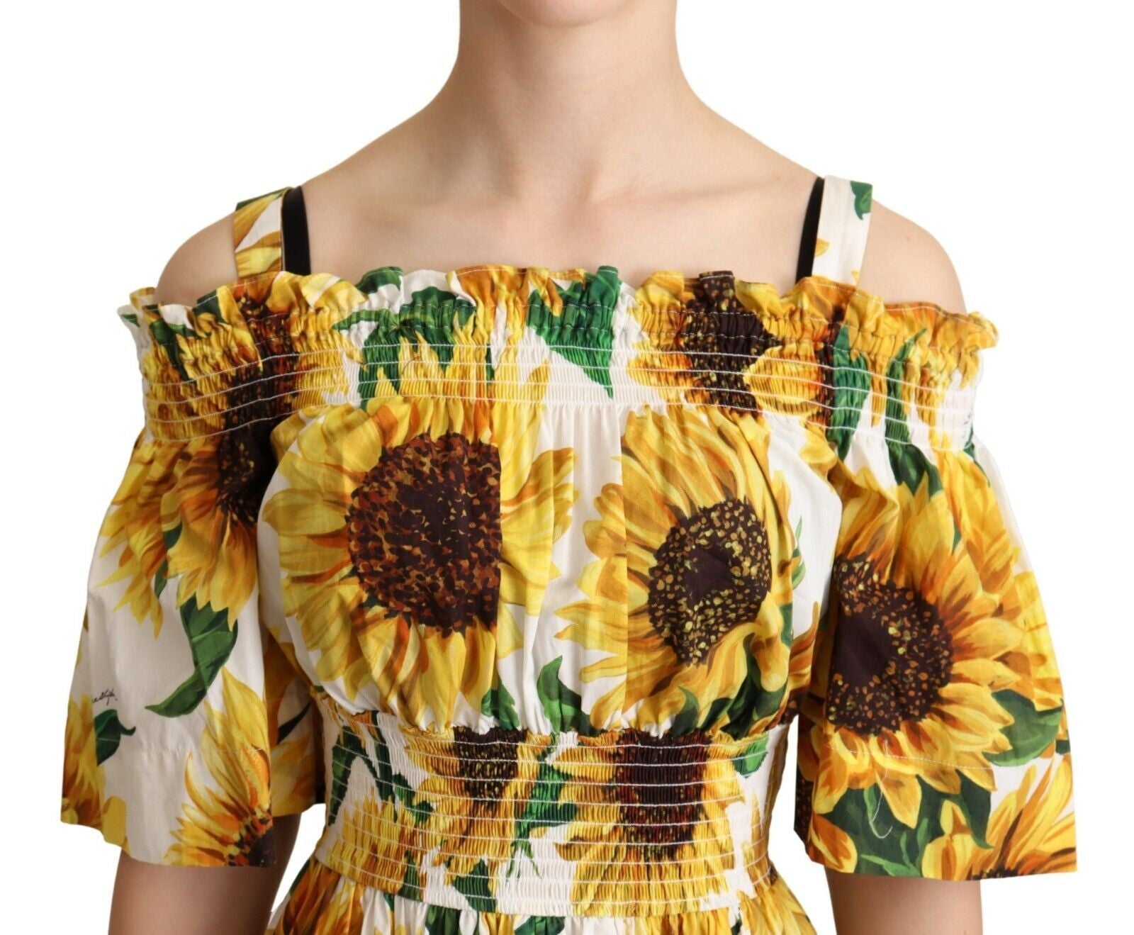 Elegant Sunflower Open Shoulder Dress