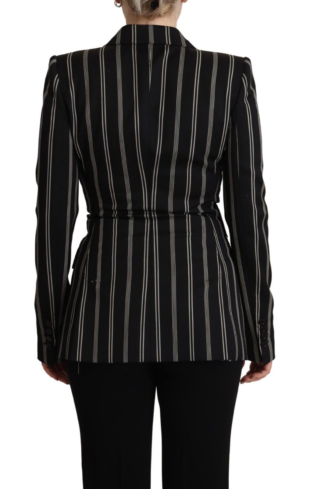 Elegant Striped Wool Stretch Jacket