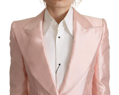 Elegant Pink Silk Blazer Jacket