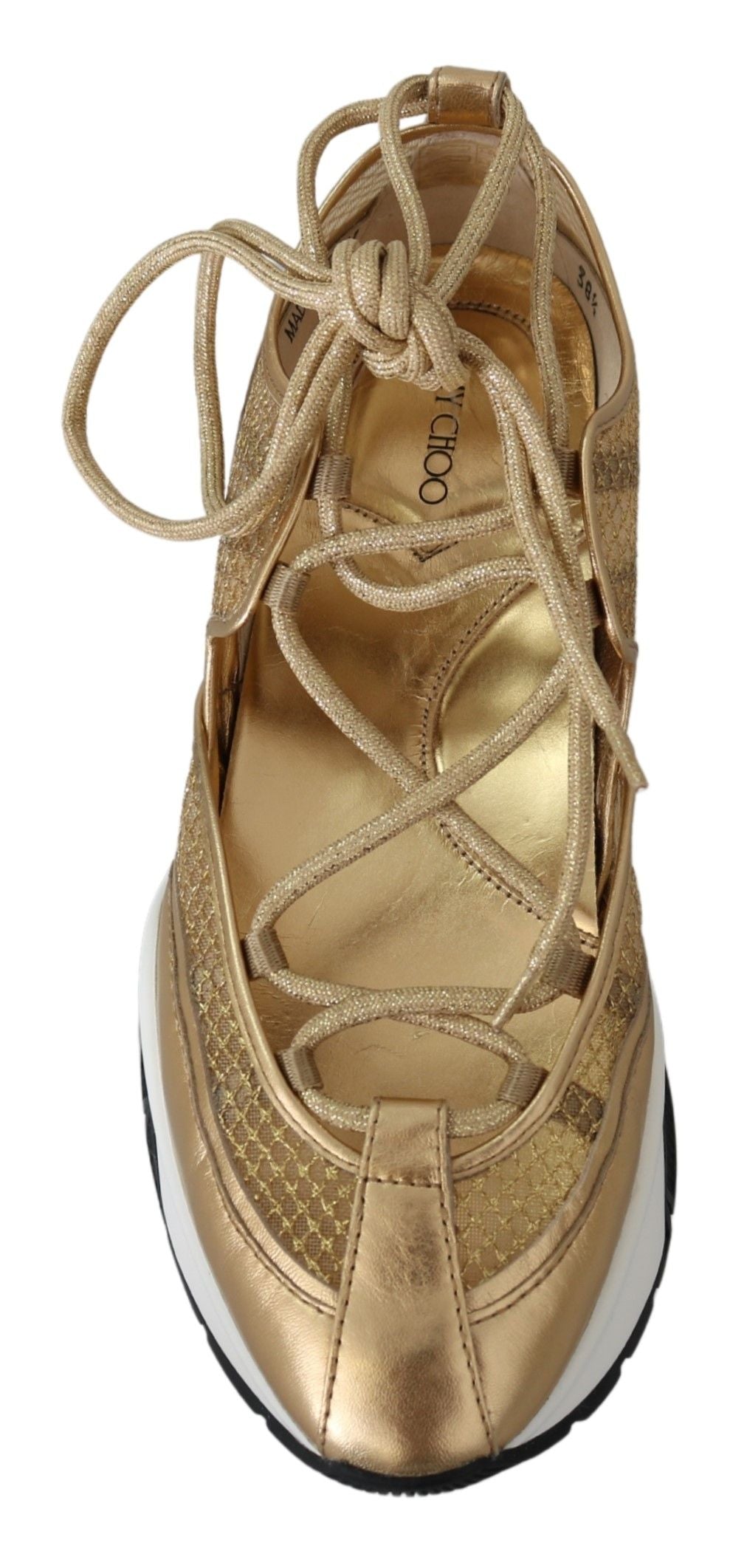 Golden Glamour Mesh Leather Sneakers