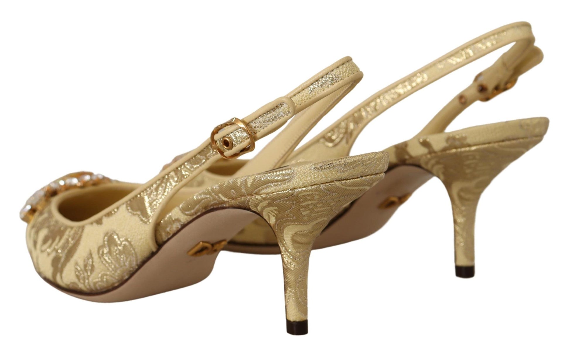 Gleaming Gold Crystal Slingback Heels