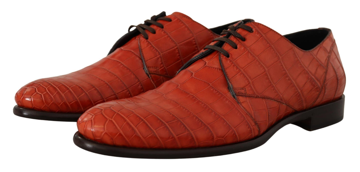 Exquisite Exotic Croc Leather Lace-Up Dress Shoes