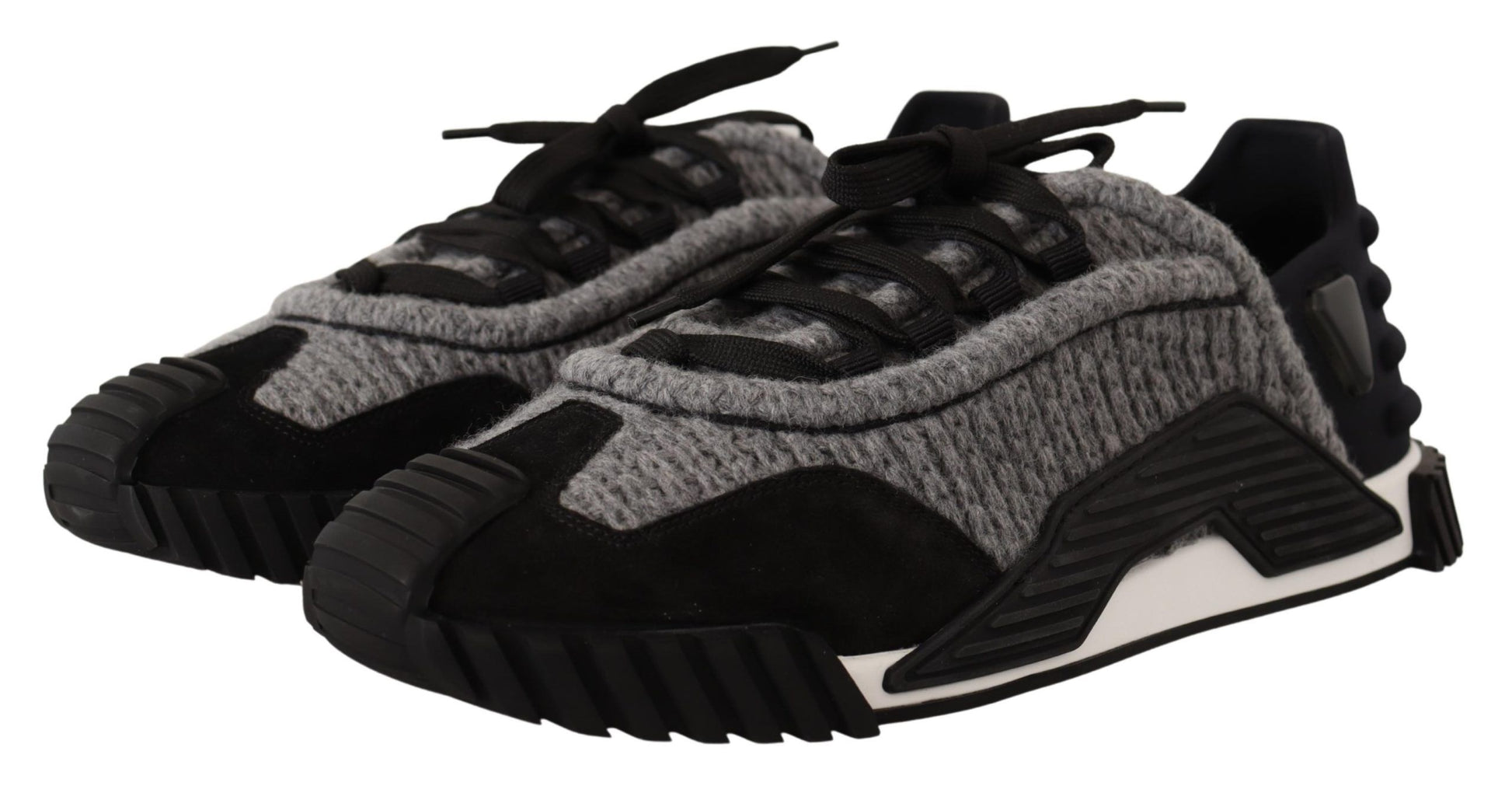 Black Gray Fabric Lace Up NS1 Sneakers Shoes