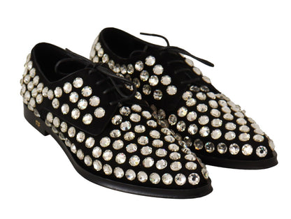 Elegant Crystal-Embellished Lace-Up Flats