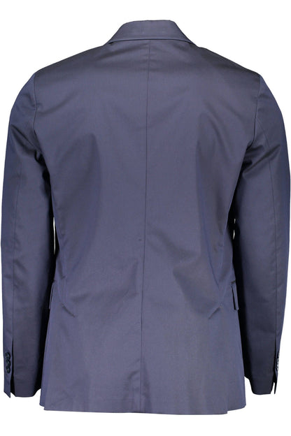 Blue Cotton Men Jacket