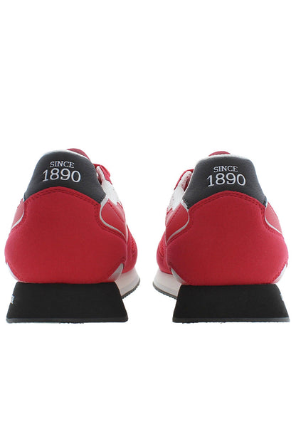 Red Polyester Men Sneaker