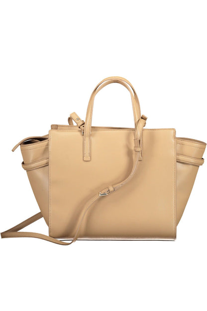 Beige Polyester Women Handbag