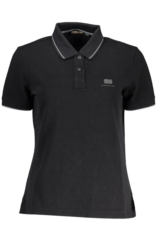 Black Cotton Women Polo Shirt