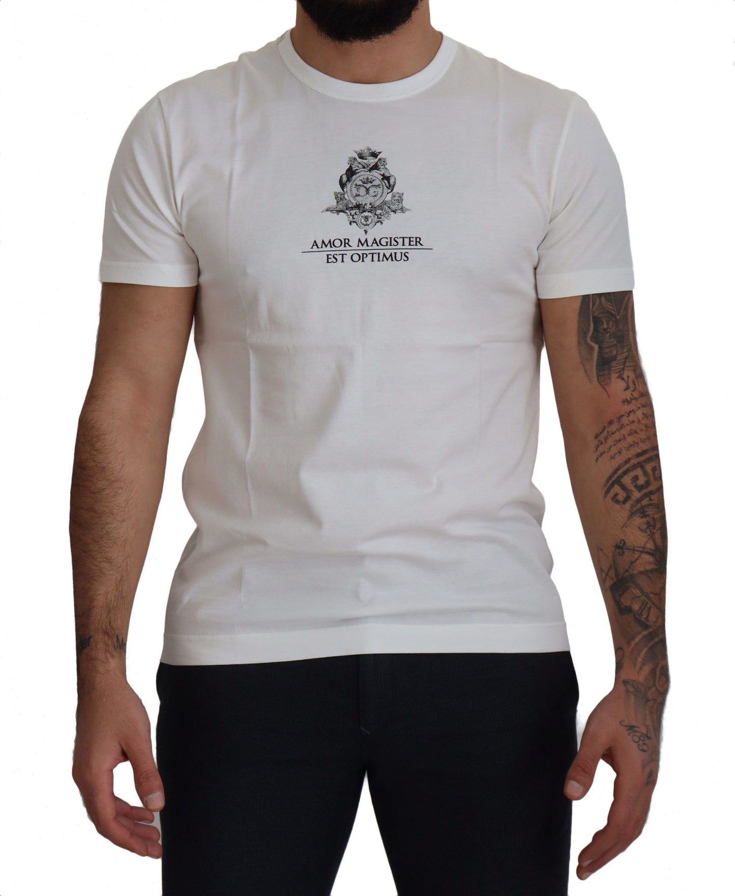 Chic White Logo Print Cotton Tee