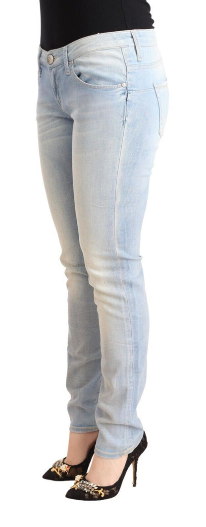 Chic Low Waist Skinny Light Blue Denim