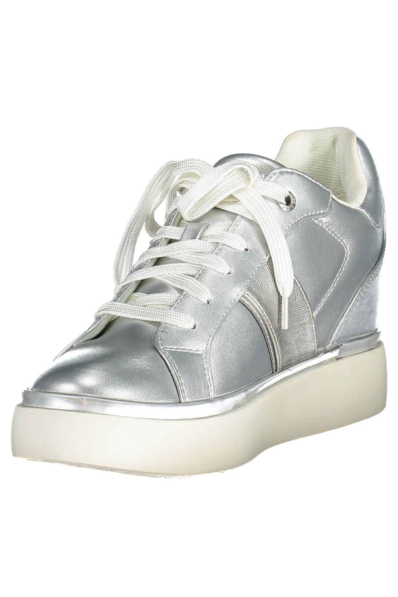 Silver Polyester Women Sneaker