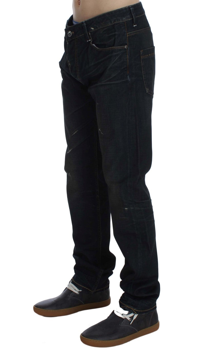 Elegant Straight Fit Dark Blue Jeans