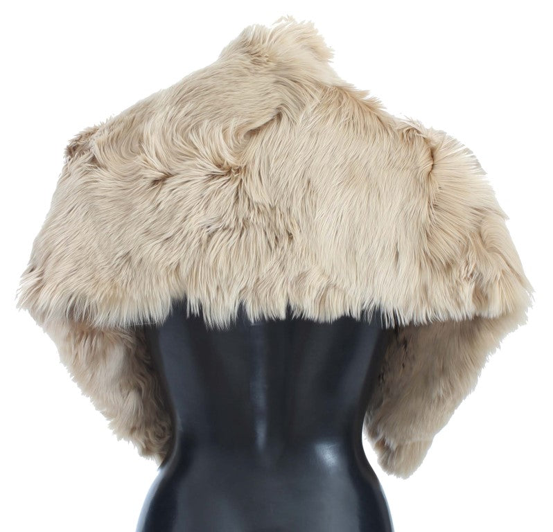 Elegant Alpaca Fur Shoulder Wrap in Beige