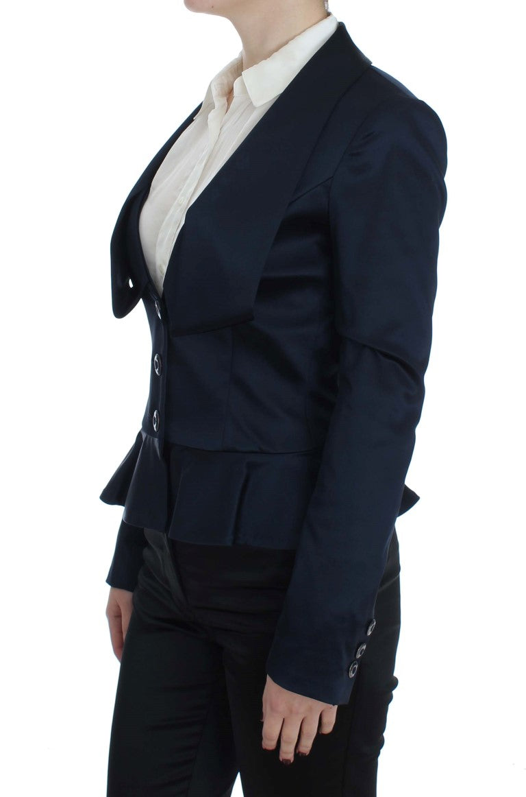 Elegant Blue Blazer Jacket with Designer Flair