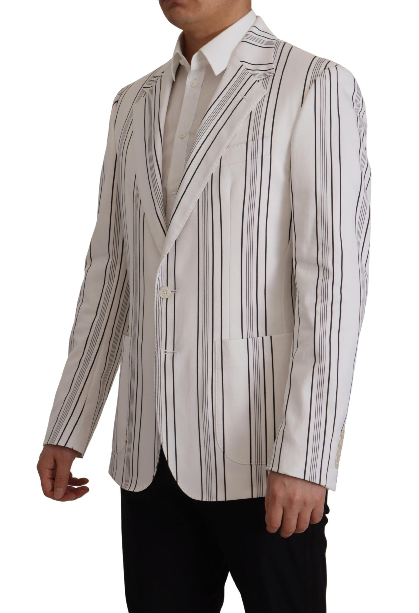 Elegant Striped Cotton Blend Blazer