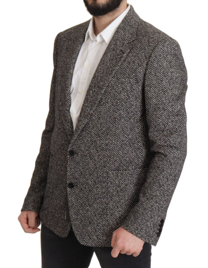 Exquisite Gray Herringbone Blazer Jacket