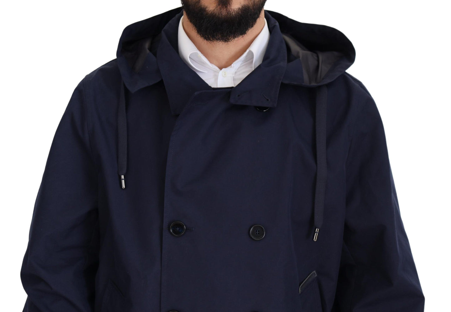 Elegant Double-Breasted Blue Parka Jacket