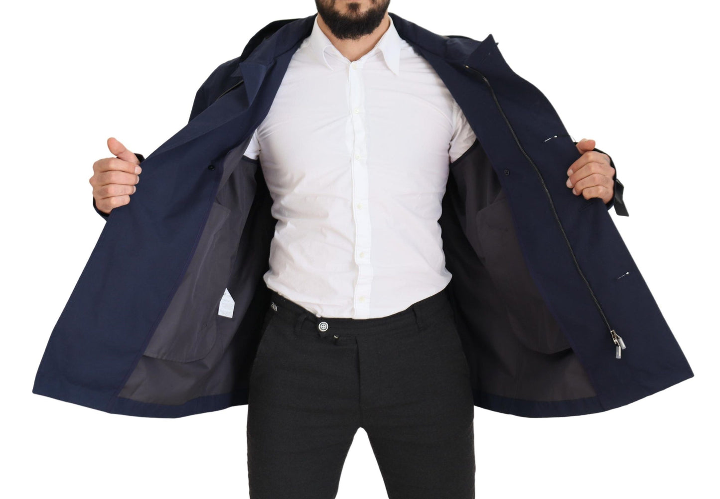 Elegant Double-Breasted Blue Parka Jacket