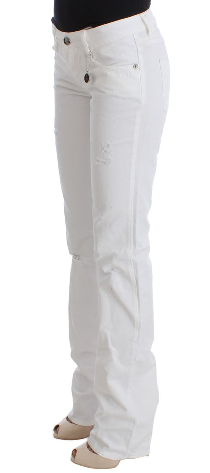 Chic Slim Fit White Cotton Jeans