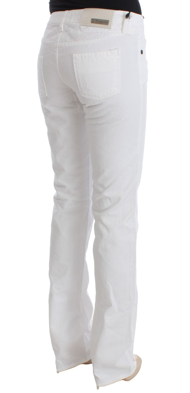 Chic Slim Fit White Cotton Jeans