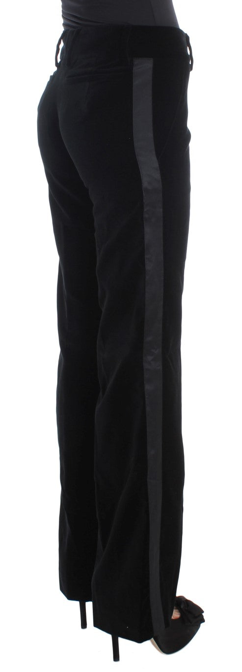 Elegant Black Wide Leg Silk Blend Pants