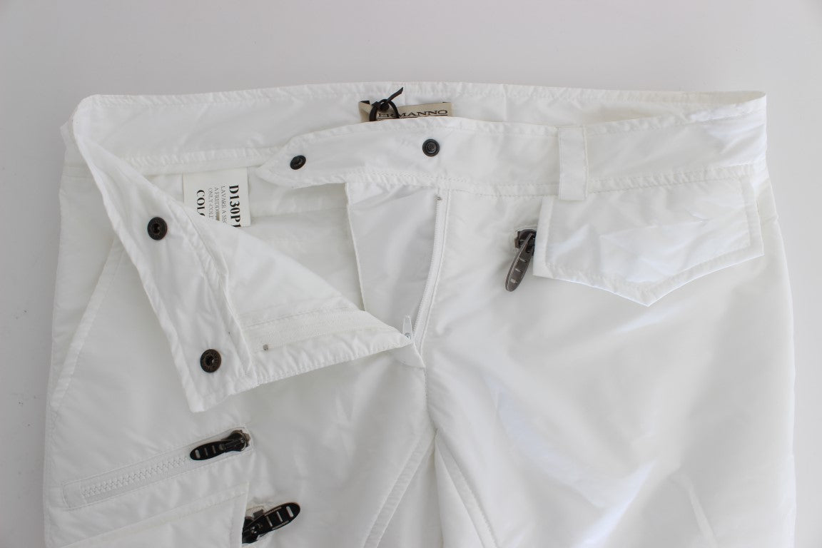 Chic White Nylon Cargo Pants by Italian Designer