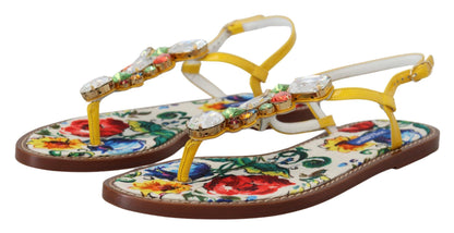 Majolica Crystal Embellished Leather Sandals