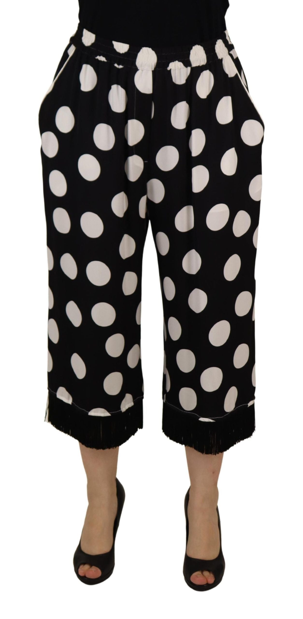 Polka Dot Silk Mid Waist Pants