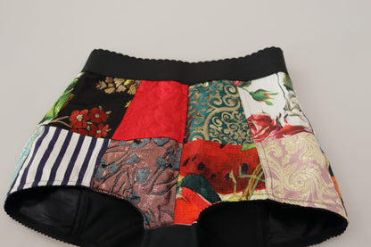 Multicolor Patchwork High Waist Hot Pants