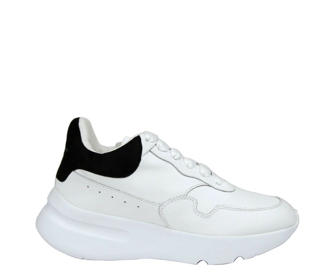 Alexander McQueen Women White Leather Suede Sneaker