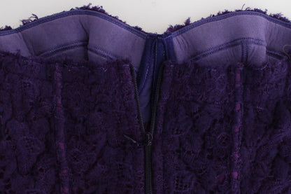 Purple Lace Silk Blend Bustier Corset