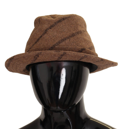 Brown Fedora Striped Print Summer Hat