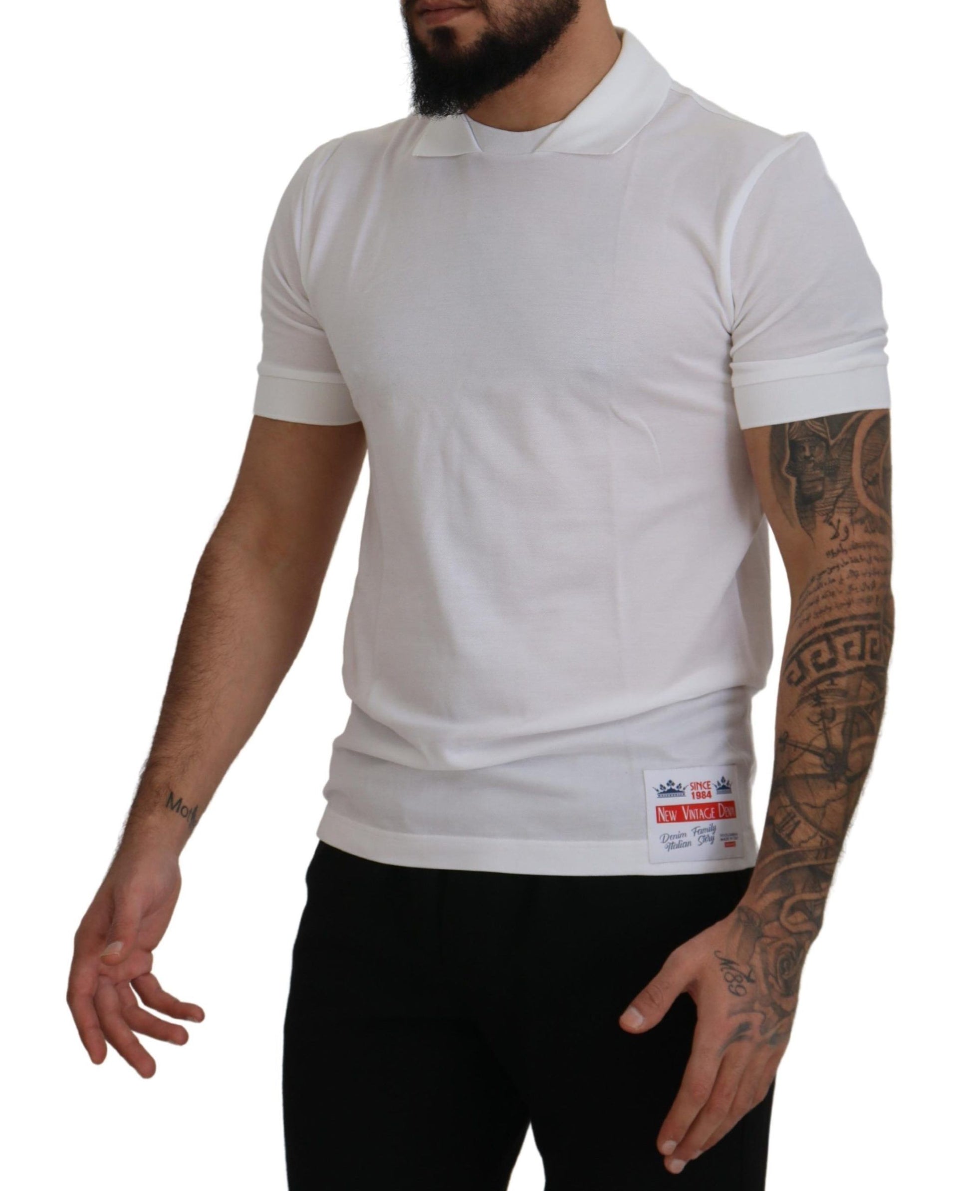 Elegant White Cotton Polo T-Shirt