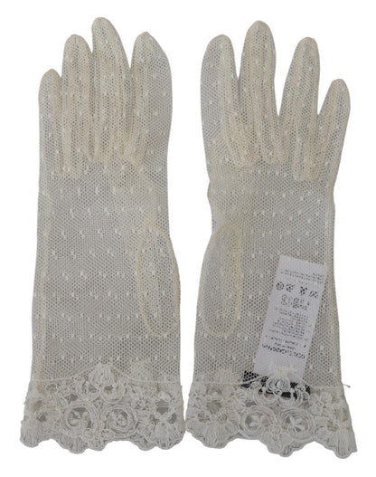 Chic White Wrist Length Gloves