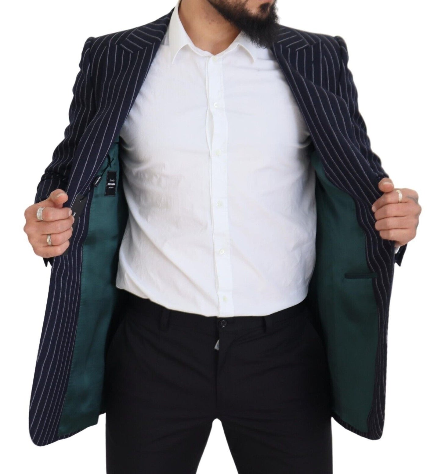 Elegant Navy Slim Fit Wool Blazer