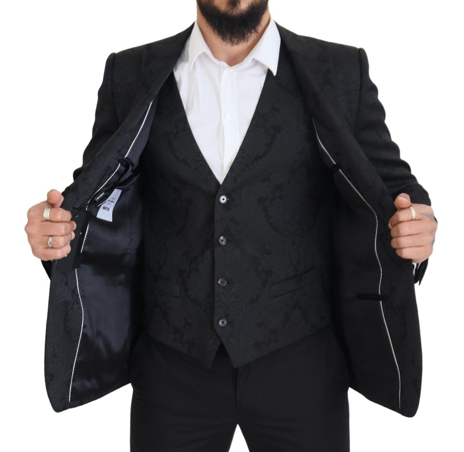 Elegant Black Martini Suit Jacket & Vest Ensemble