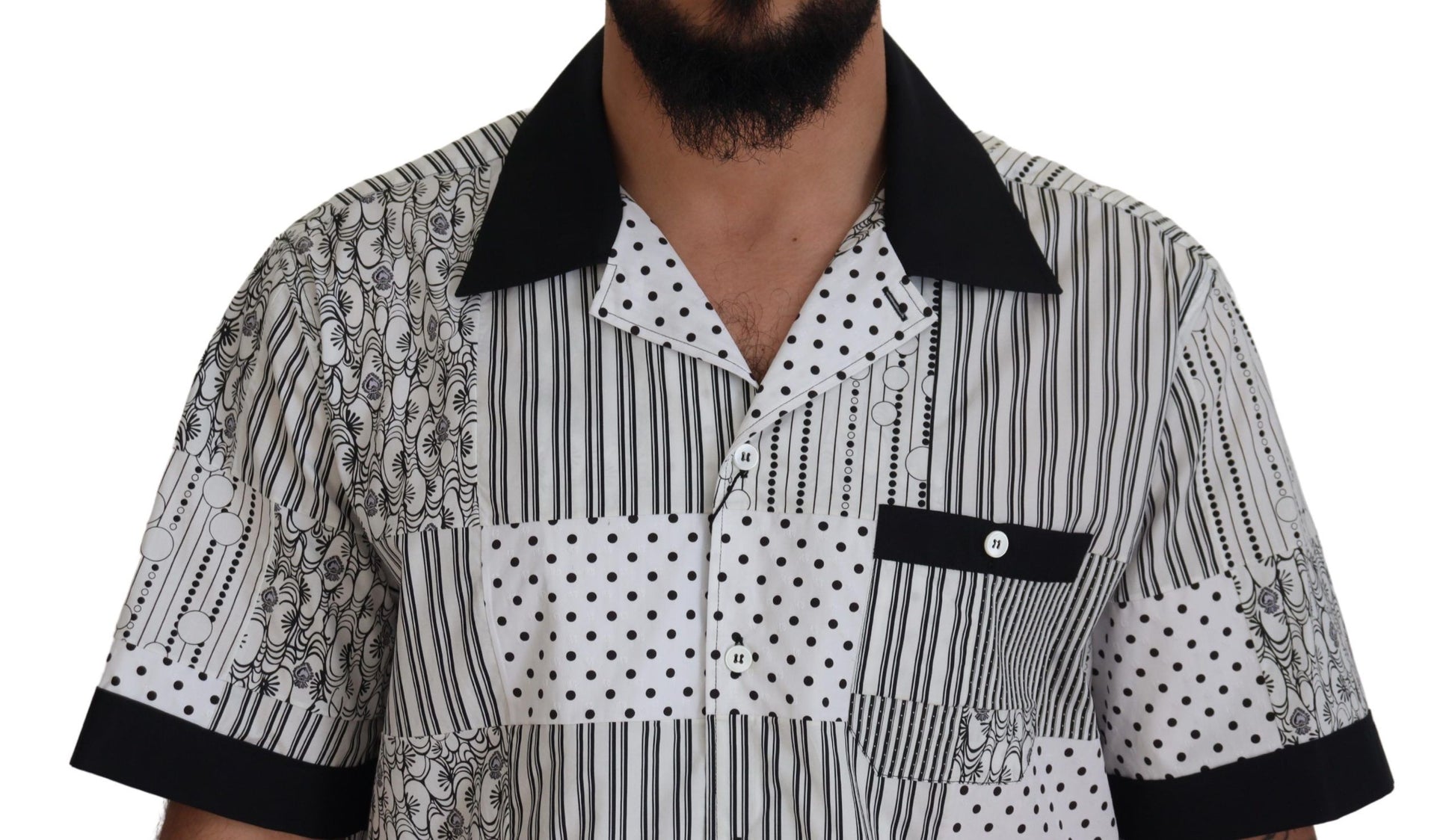 Elegant Black & White Cotton Shirt