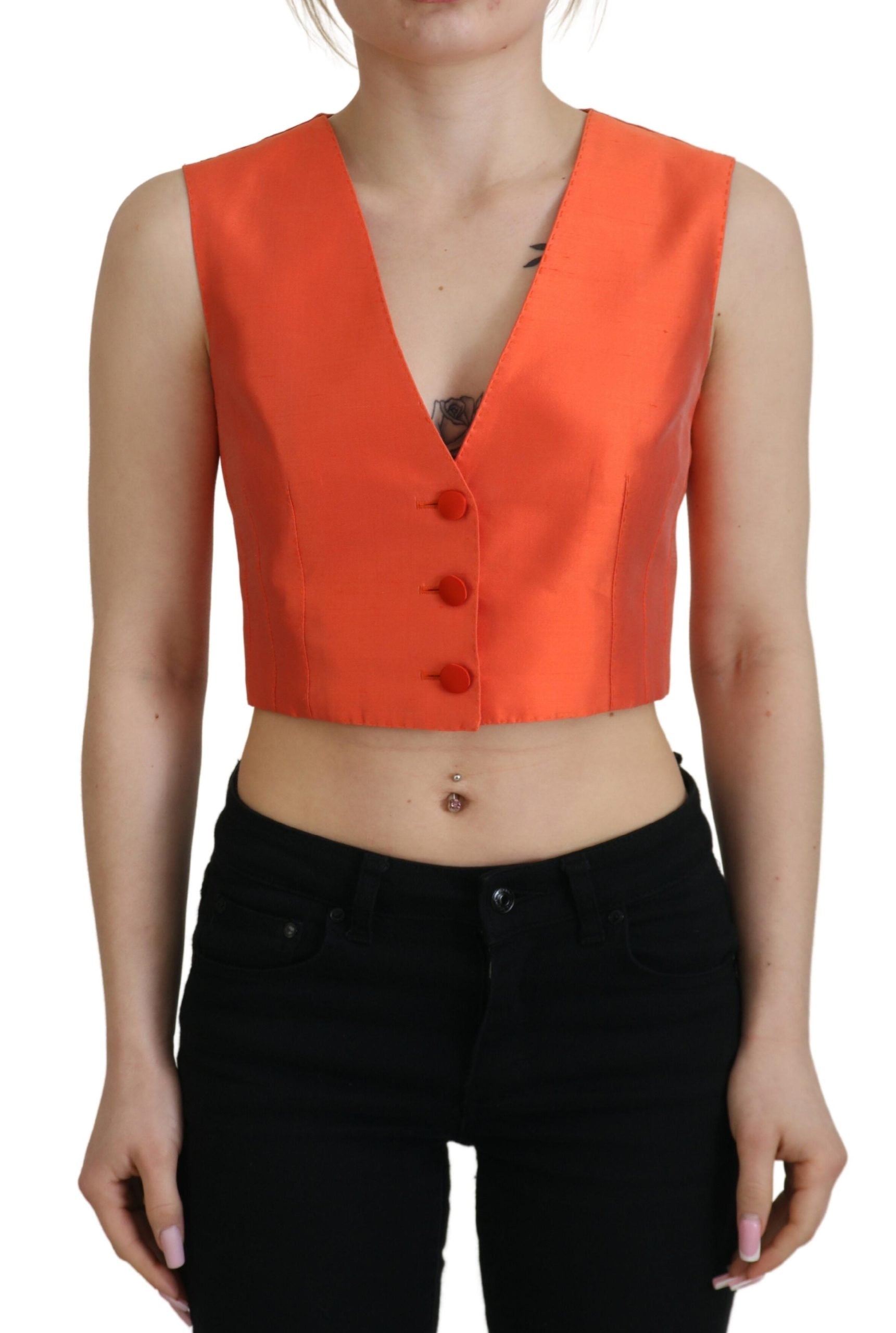 Elegant Orange Silk Waistcoat