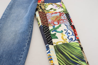 Blue Jacquard Majolica High Waist Jeans