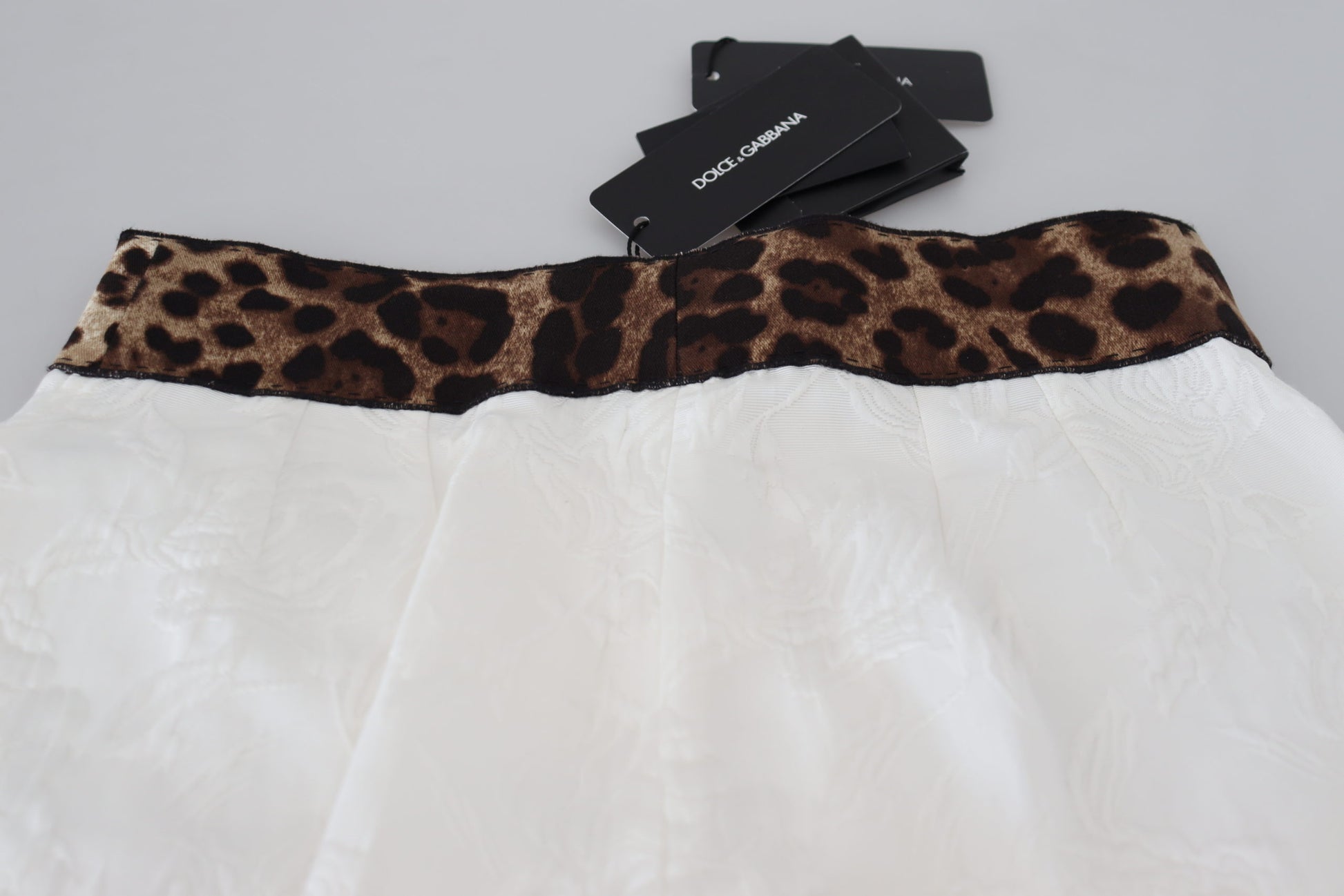 White Leopard Print High Waist Pants
