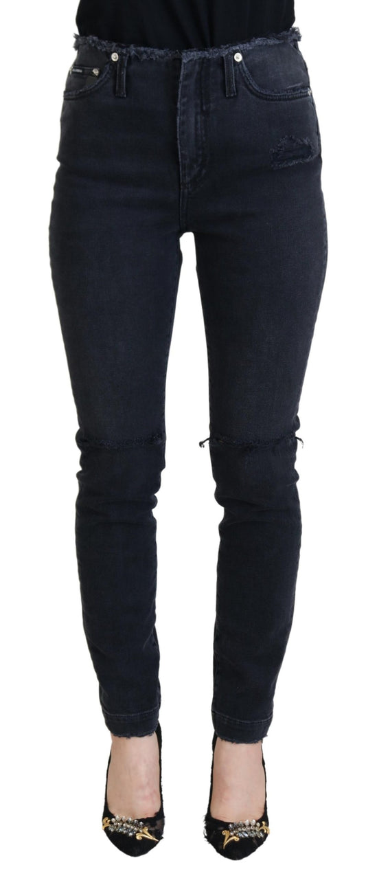 Sleek Black Denim Pants - Italian Couture