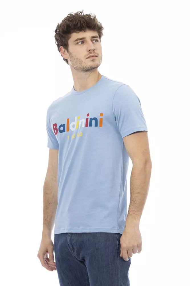 Light Blue Cotton Men T-Shirt