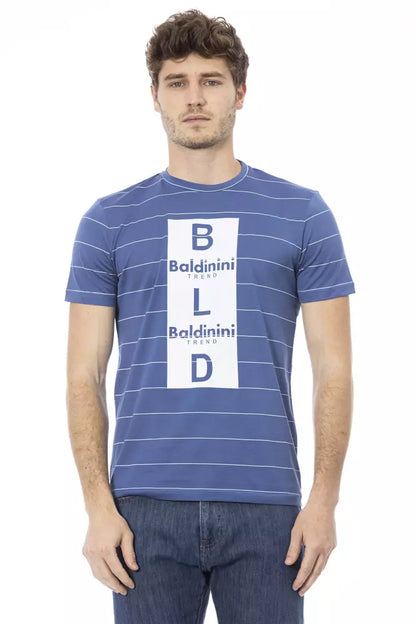 Blue Cotton Men T-Shirt