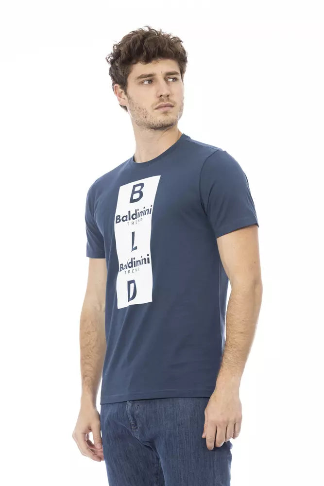 Blue Cotton Men T-Shirt