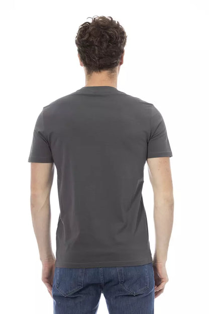 Gray Cotton Men T-Shirt