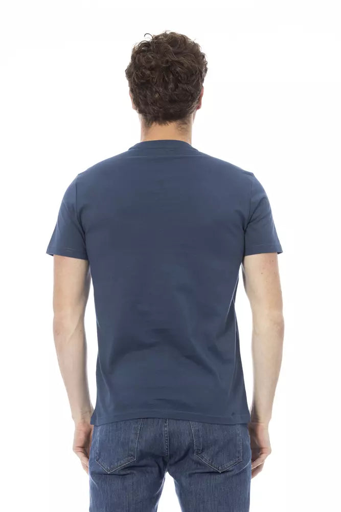 Blue Cotton Men T-Shirt