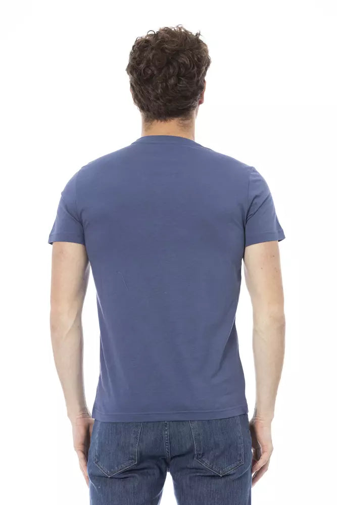 Blue Cotton Men T-Shirt