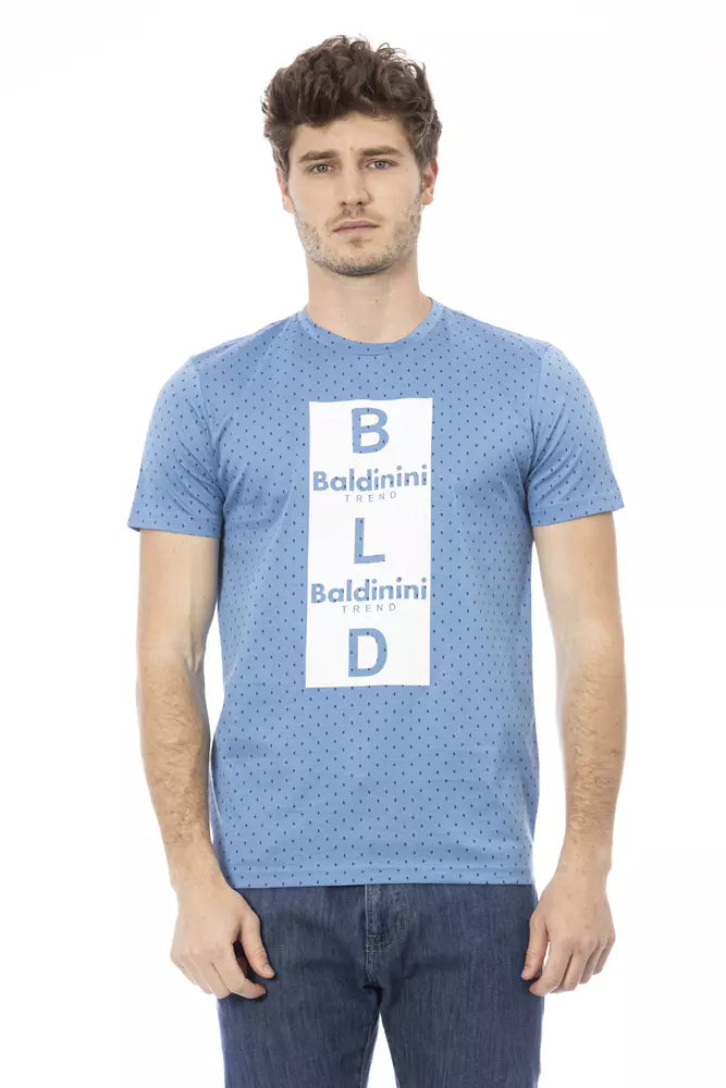 "Light Blue Cotton Men T-Shirt"