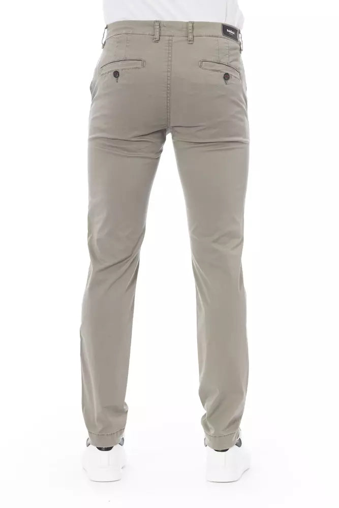 Beige Cotton Men Chino Trouser